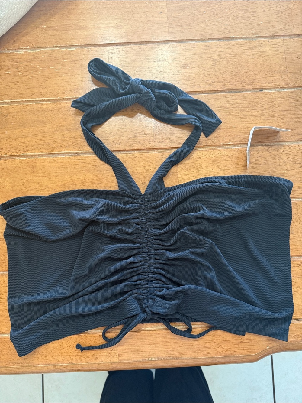 Urban Outfitters Black Ruched Halter Crop Top
